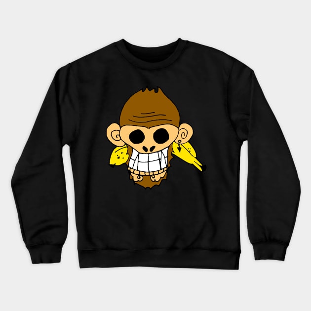 ONE PIECE Inspired Jolly Roger Pirate flag but its an ape monkey Crewneck Sweatshirt by MacSquiddles